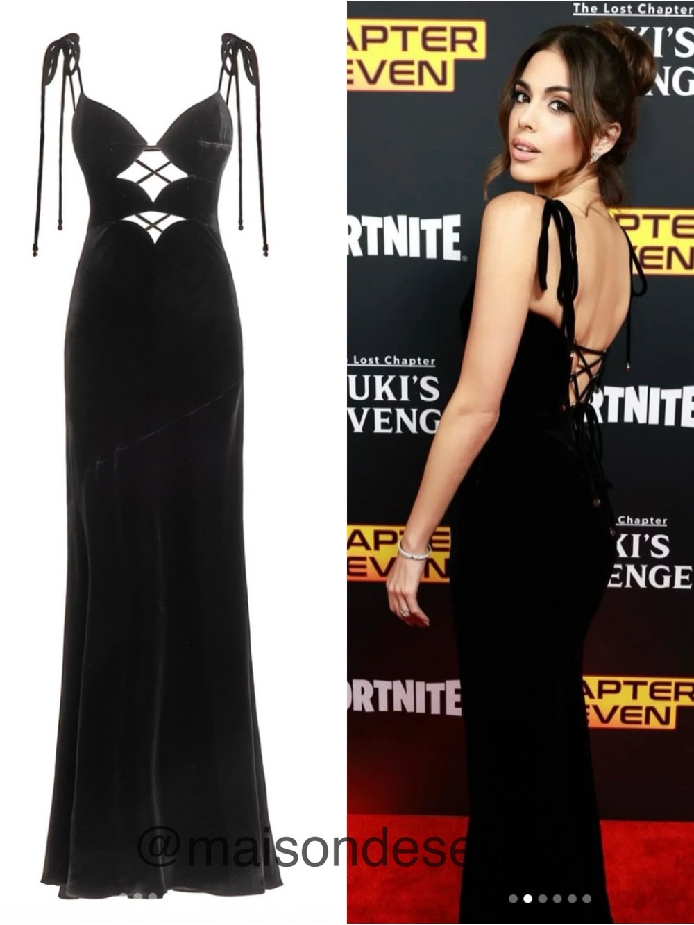 NWT Maria Lucia Hohan Maxi Dress Black Velvet Fatma Gown Cutout size US 2 - Picture 14 of 14